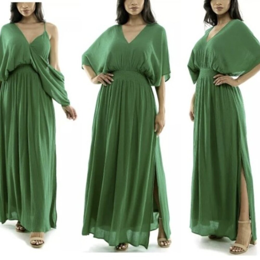 Nina Leonard Bright Green Maxi Dress